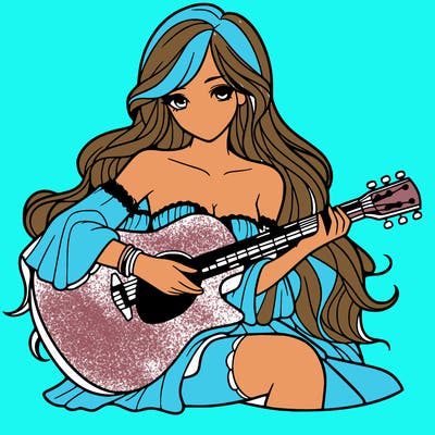 beautiful girl playing the guitar
