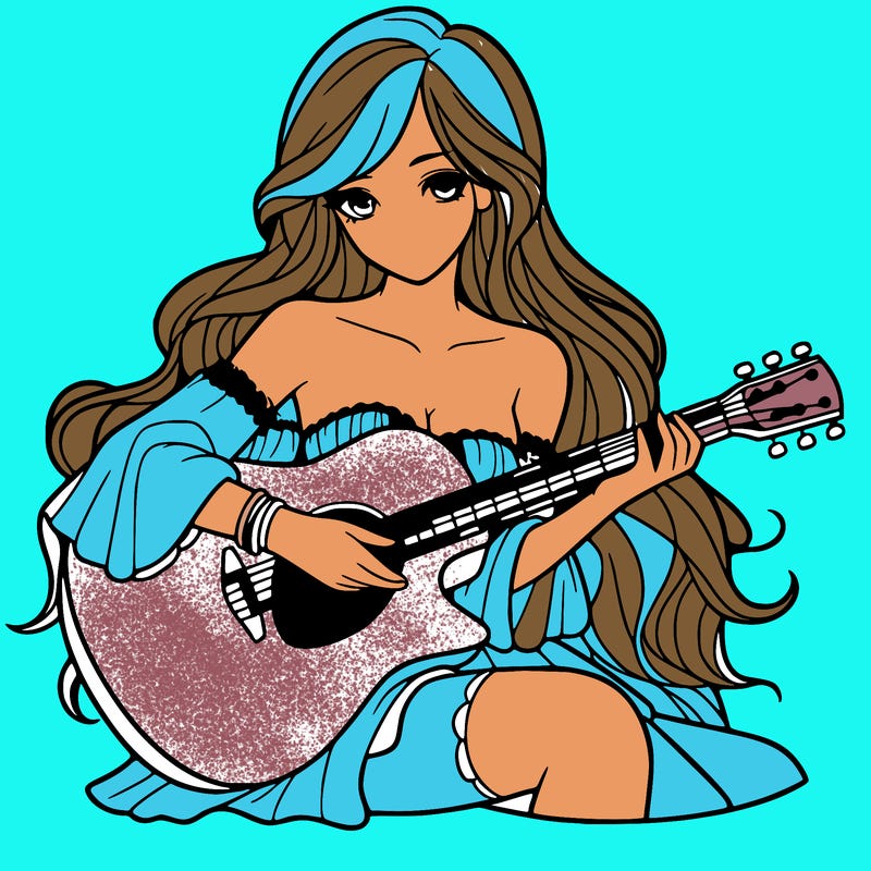 beautiful girl playing the guitar