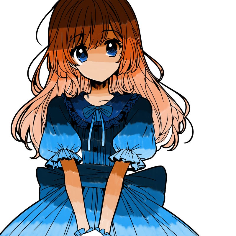 anime girl in a dress smiling