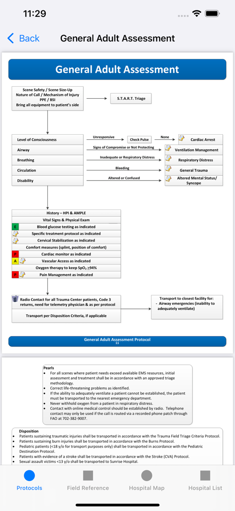 SNHD Protocols - Flowchart showing the general adult assessment protocol for EMS professionals