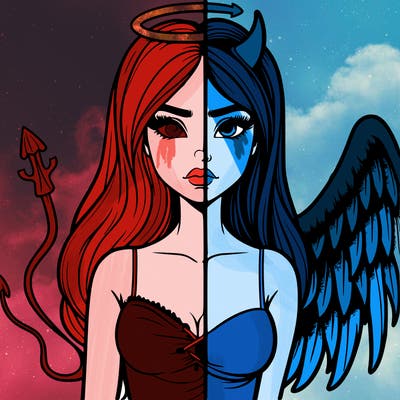 devil vs angel realistic girl