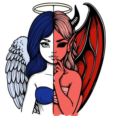 realistic angel half demon