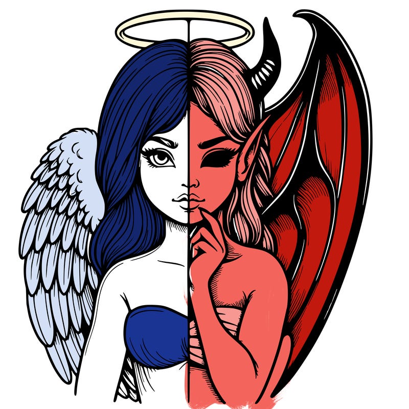 realistic angel half demon