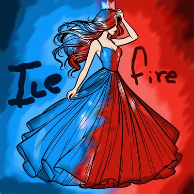 realistic woman with dress flowing in the wind