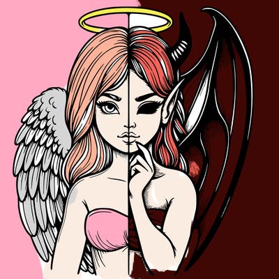 realistic angel half demon