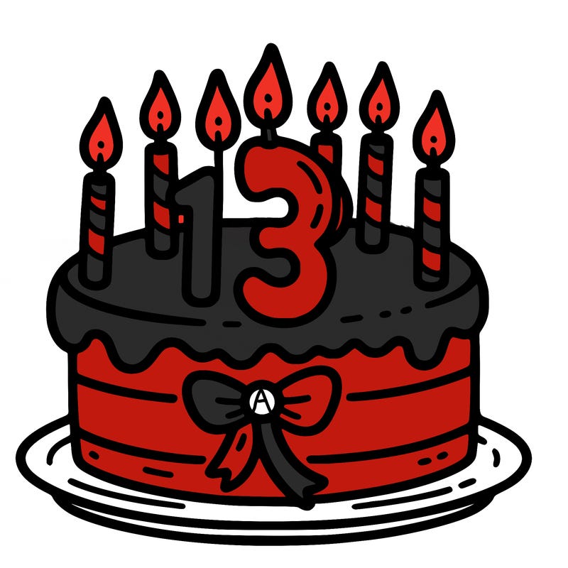 birthday cake with 13 candles