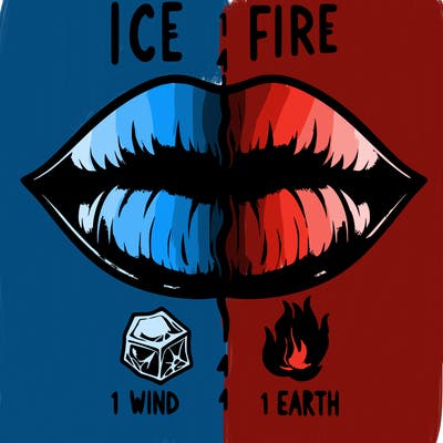 realistic lip split in fourth . 1 fourth ice 1 fire 1wind 1 earth