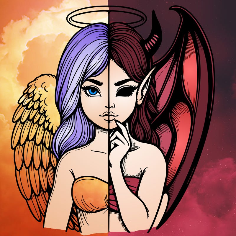realistic angel half demon