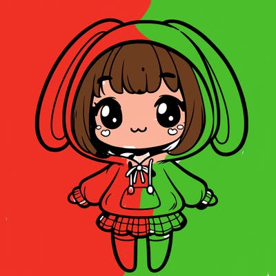 cute girl in bunny hoodie