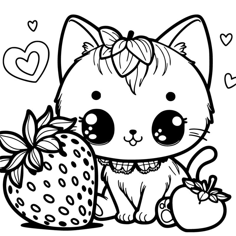 kitten with strawberry
