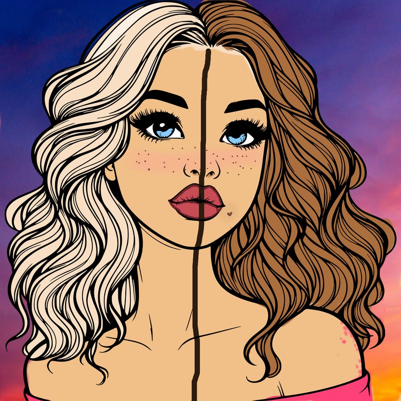 realistic girl with wavy hair and lips