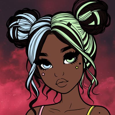 realistic girl with space buns