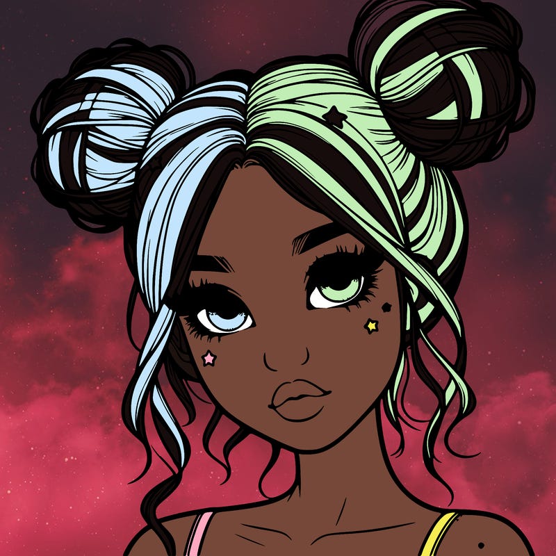 realistic girl with space buns