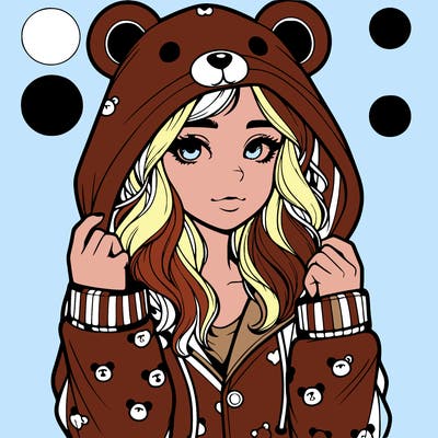 realistic girl in a animal pjs hoodie