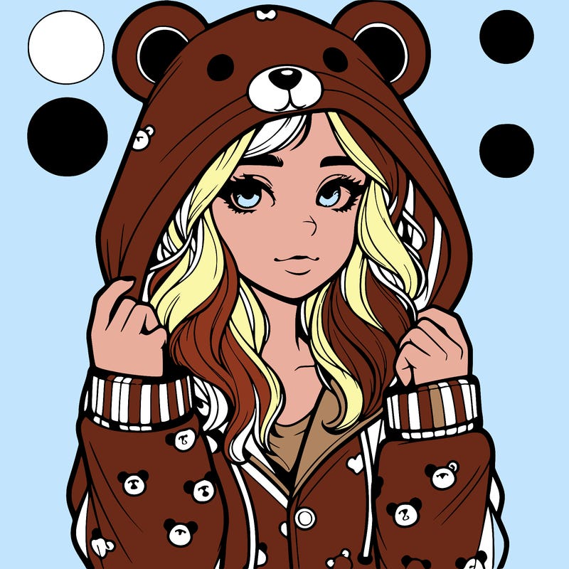 realistic girl in a animal pjs hoodie