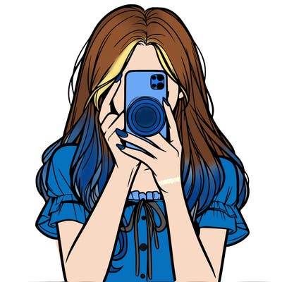 a realistic girl holding her phone taking pictures