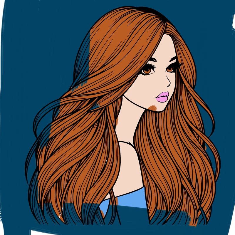 realistic girl with long realistic hair