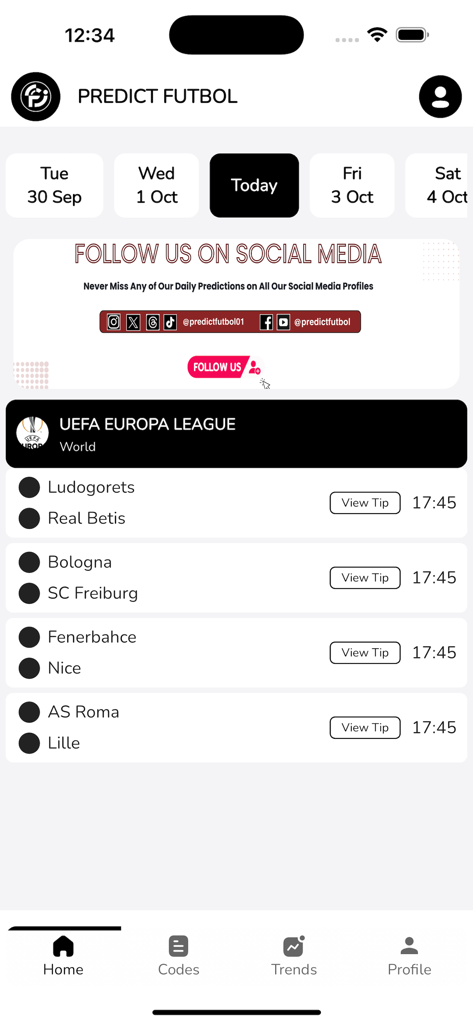 Predict Futbol - Predict Futbol 앱이 UEFA 유로파 리그 베팅 예측 및 팁을 보여줌