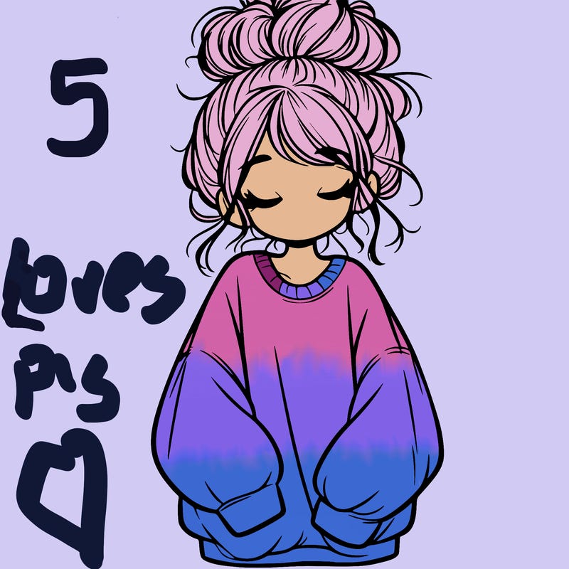 girl with baggy sweatshirt and messy bun