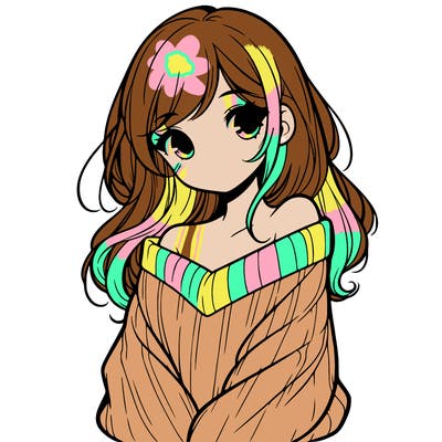 shy pretty girl wearing a sweater that is falling off one shoulder portrait