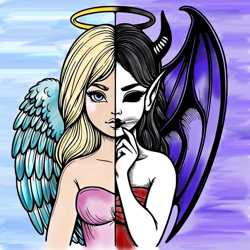 realistic angel half demon