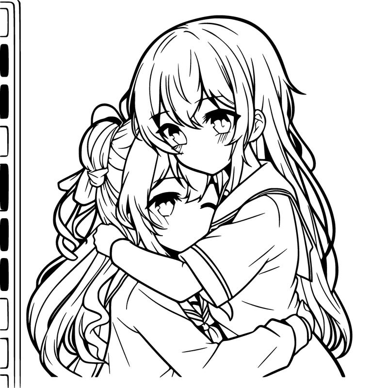 girl hugging another girl manga version