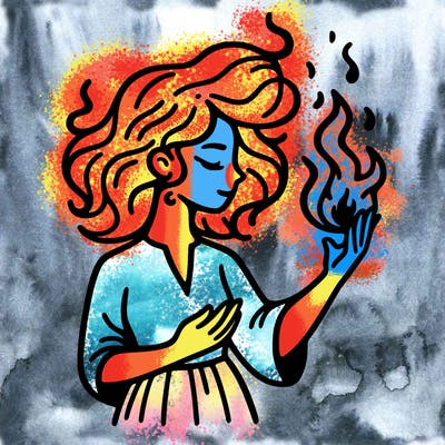 woman with fire