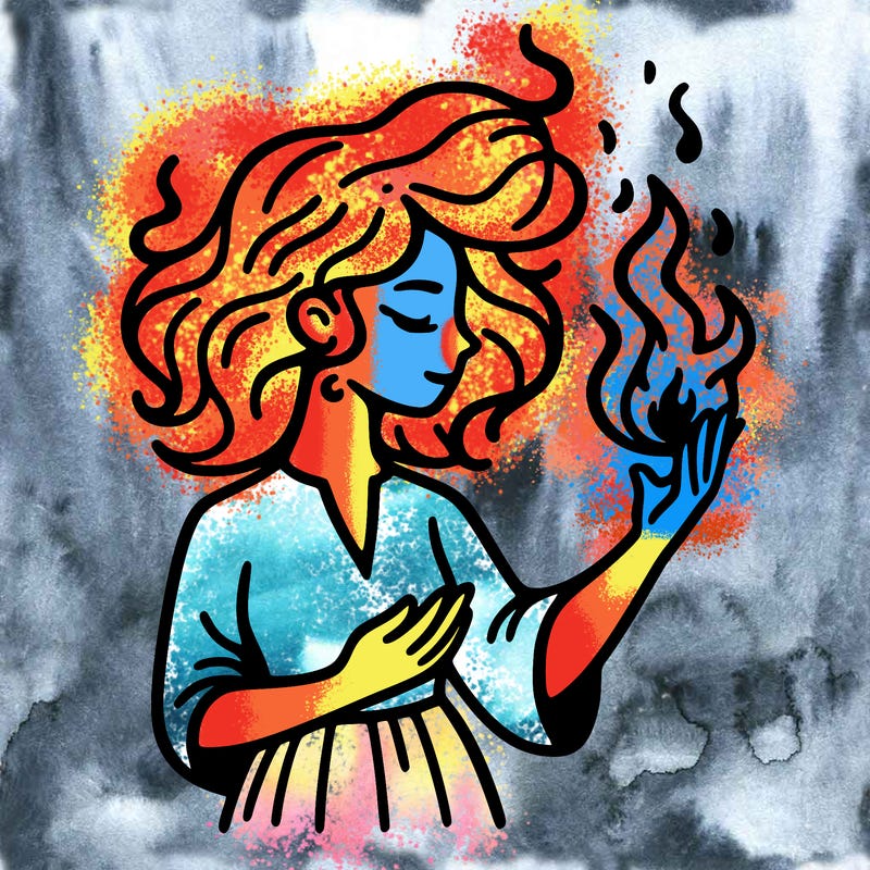 woman with fire