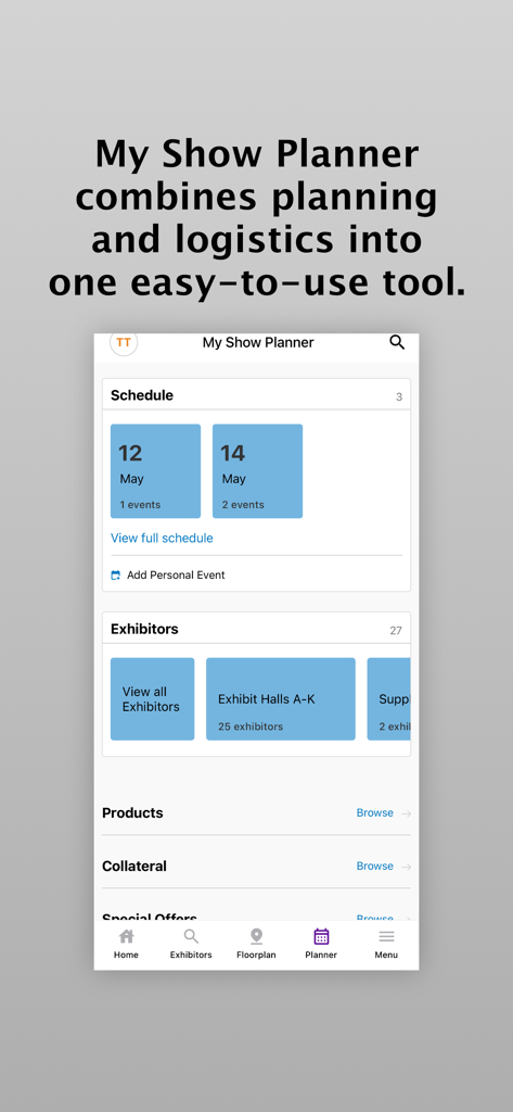 Sweets & Snacks Expo 2025 - Sweets and Snacks Expo 2025 app My Show Planner screen showing schedule and exhibitors