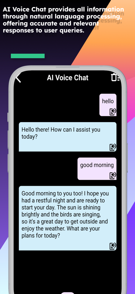English Fijian Translator - AI Voice Chat interface of the English Fijian Translator app showing a natural language conversation between a user and the AI.