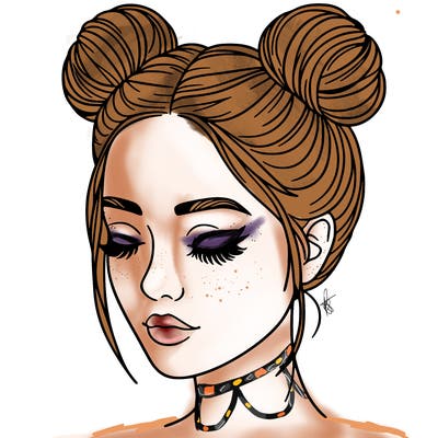 woman with hair buns