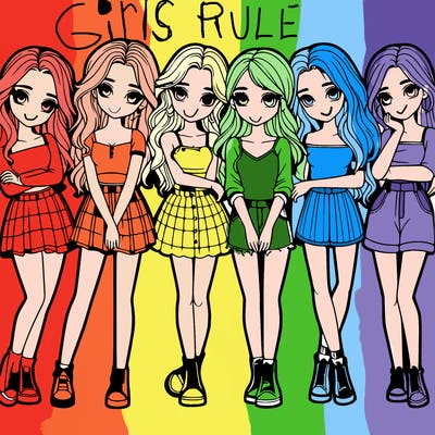 a group of girls realistic