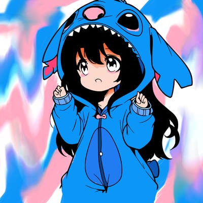 anime girl in a stitch onsie