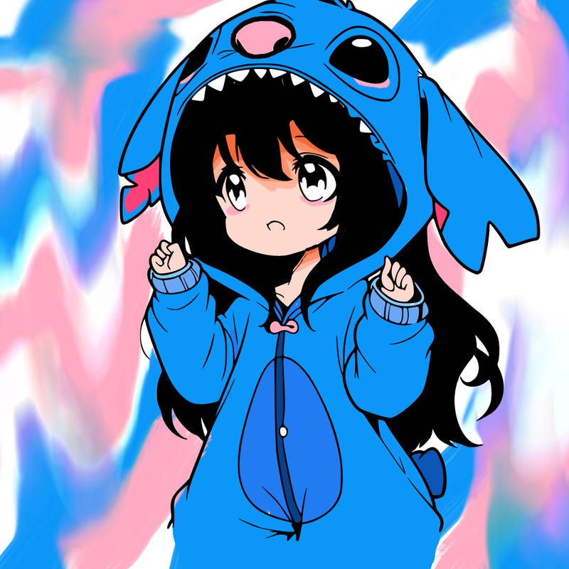 anime girl in a stitch onsie