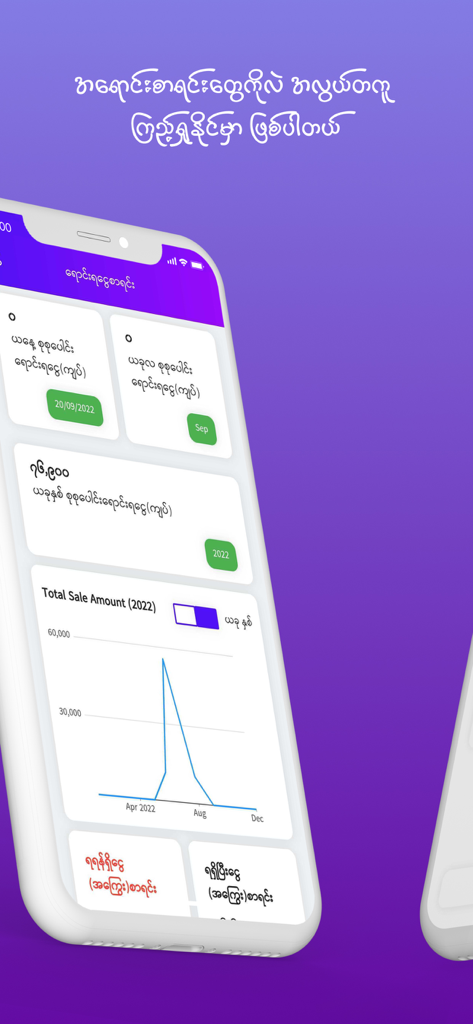 iPhone screen displaying the POS Lite app sales dashboard with a total sales line graph.