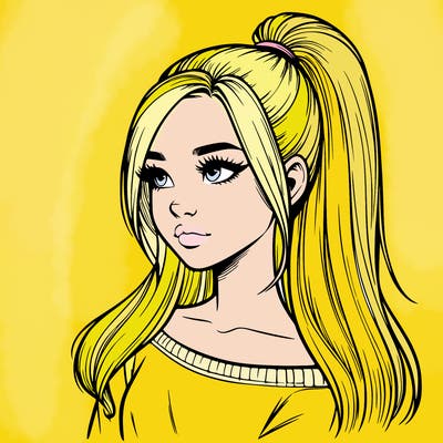 realistic girl with a high ponytail