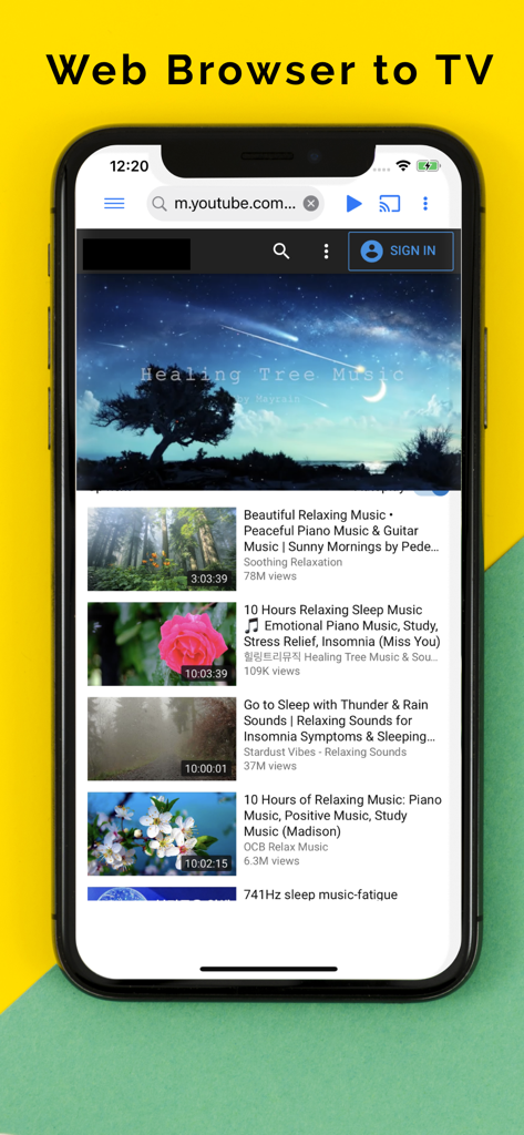 Castify: Cast Web Videos to TV - Smartphone displaying the Castify web browser feature for casting videos to TV.