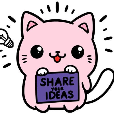a cute cat saying share your ideas