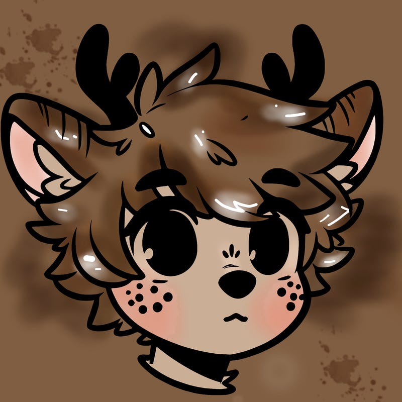 a humanoid deer with soft fluffy ears