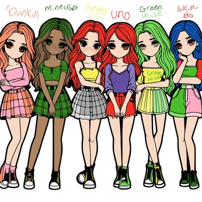 a group of girls realistic