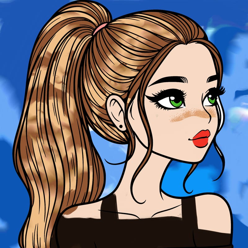 a beautiful and realistic girl with a high pony tail