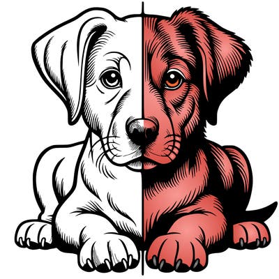 realistic dog split picture