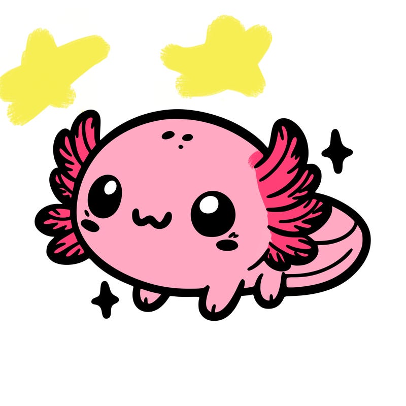 cute easy baby axolotl