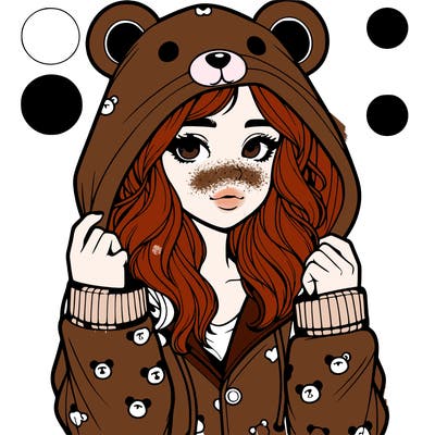 realistic girl in a animal pjs hoodie