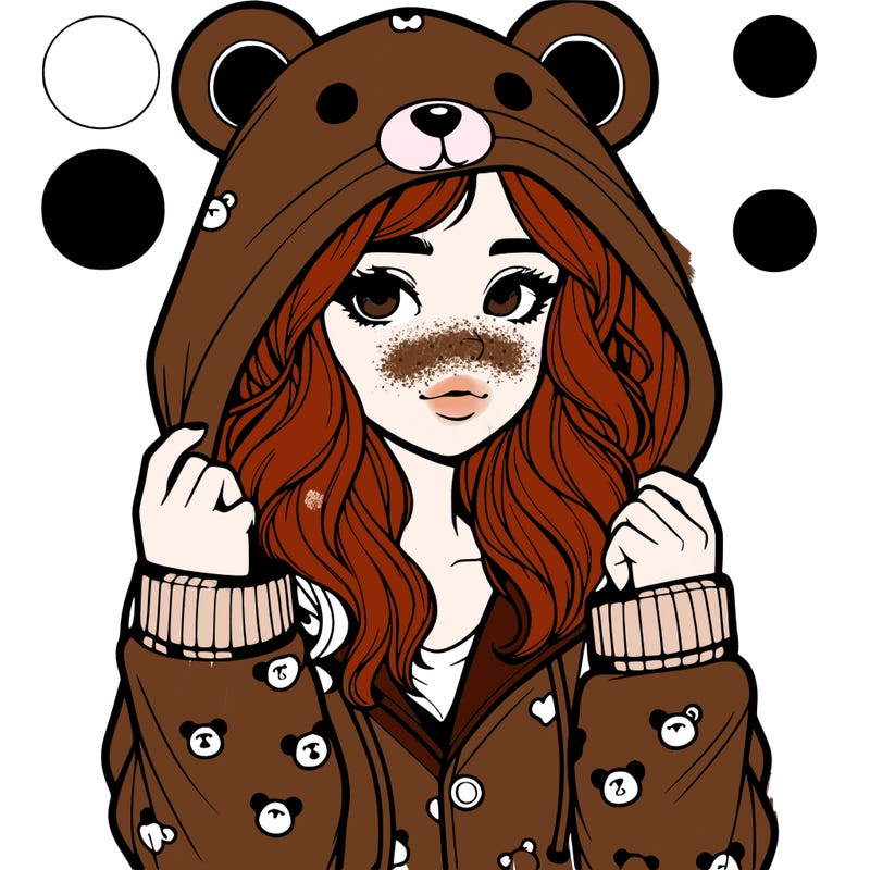realistic girl in a animal pjs hoodie