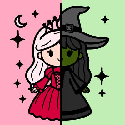 split princess and witch
