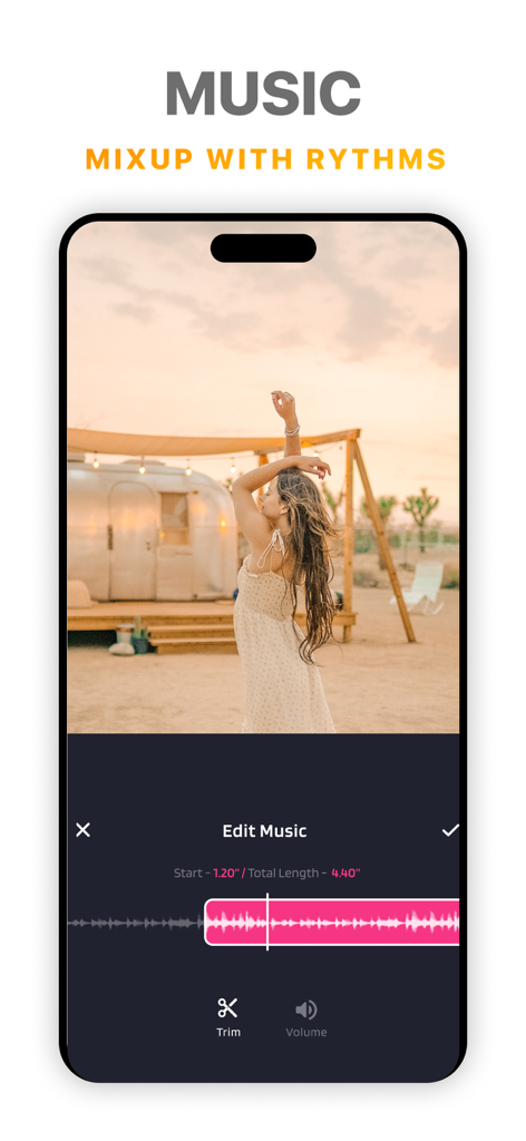 A mobile interface for editing music and rhythms in the SlideShow Maker app