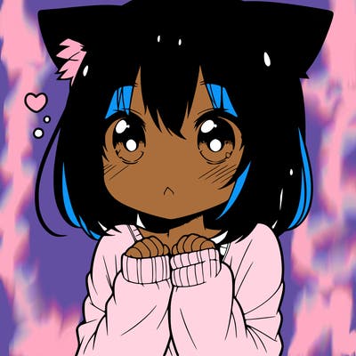 shy anime catgirl