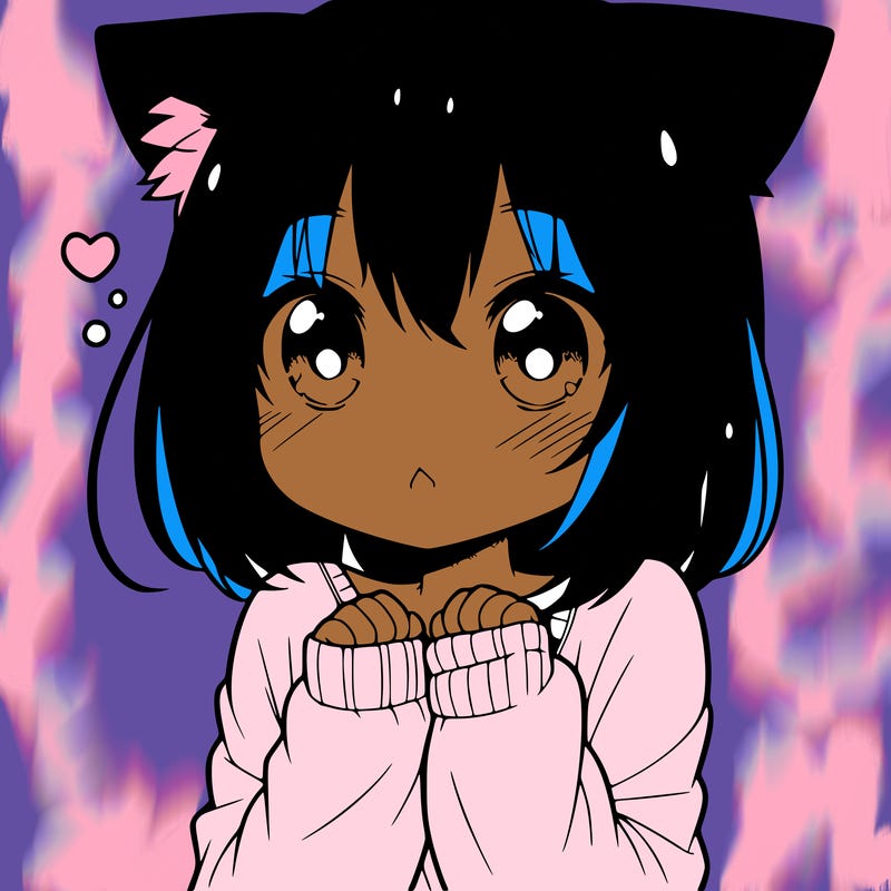 shy anime catgirl