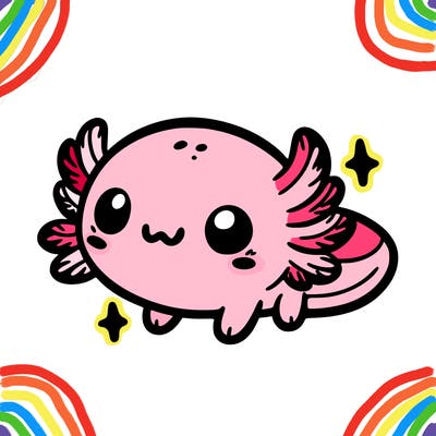 cute easy baby axolotl
